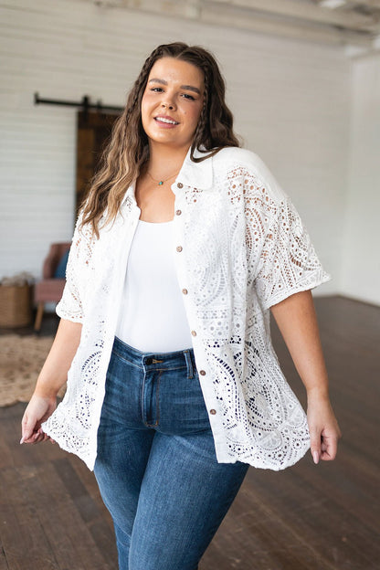 Head in the Clouds Lace Button Down - Driftwood Boutique