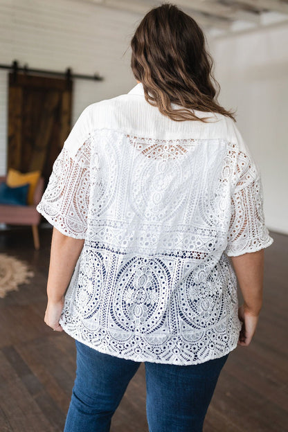 Head in the Clouds Lace Button Down - Driftwood Boutique