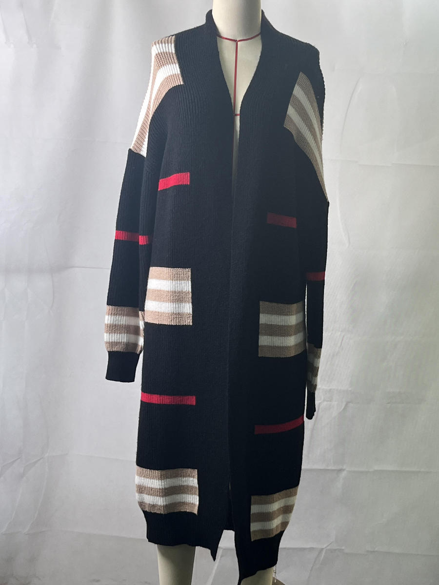 "The Burbs" Oversized Striped Knit Duster Cardigan