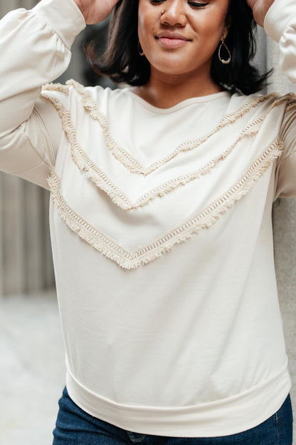 Into The Fringe Top in Beige - Driftwood Boutique