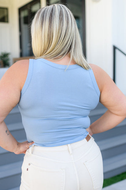 Just One More Ribbed Tank in Light Blue - Driftwood Boutique