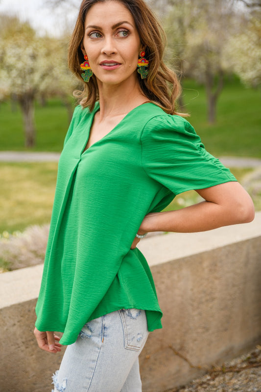 Let's Meet Up Green Blouse - Driftwood Boutique