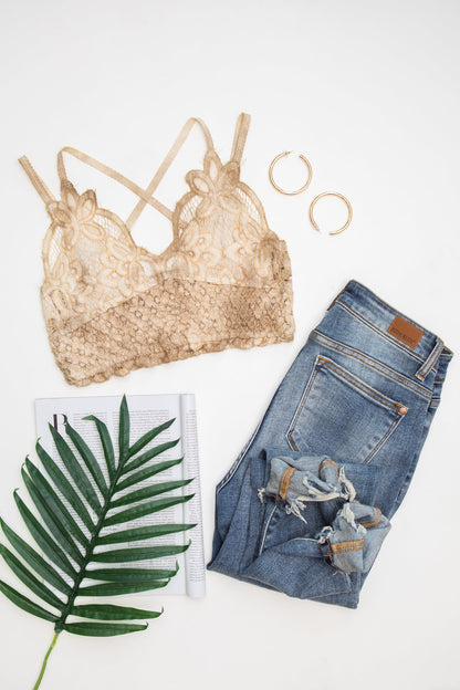 Live In Lace Bralette in Taupe - Driftwood Boutique