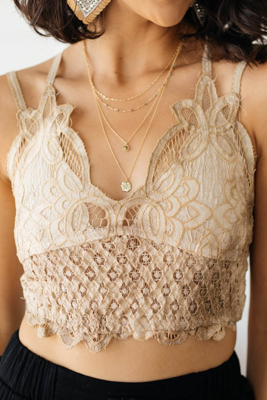 Live In Lace Bralette in Taupe - Driftwood Boutique