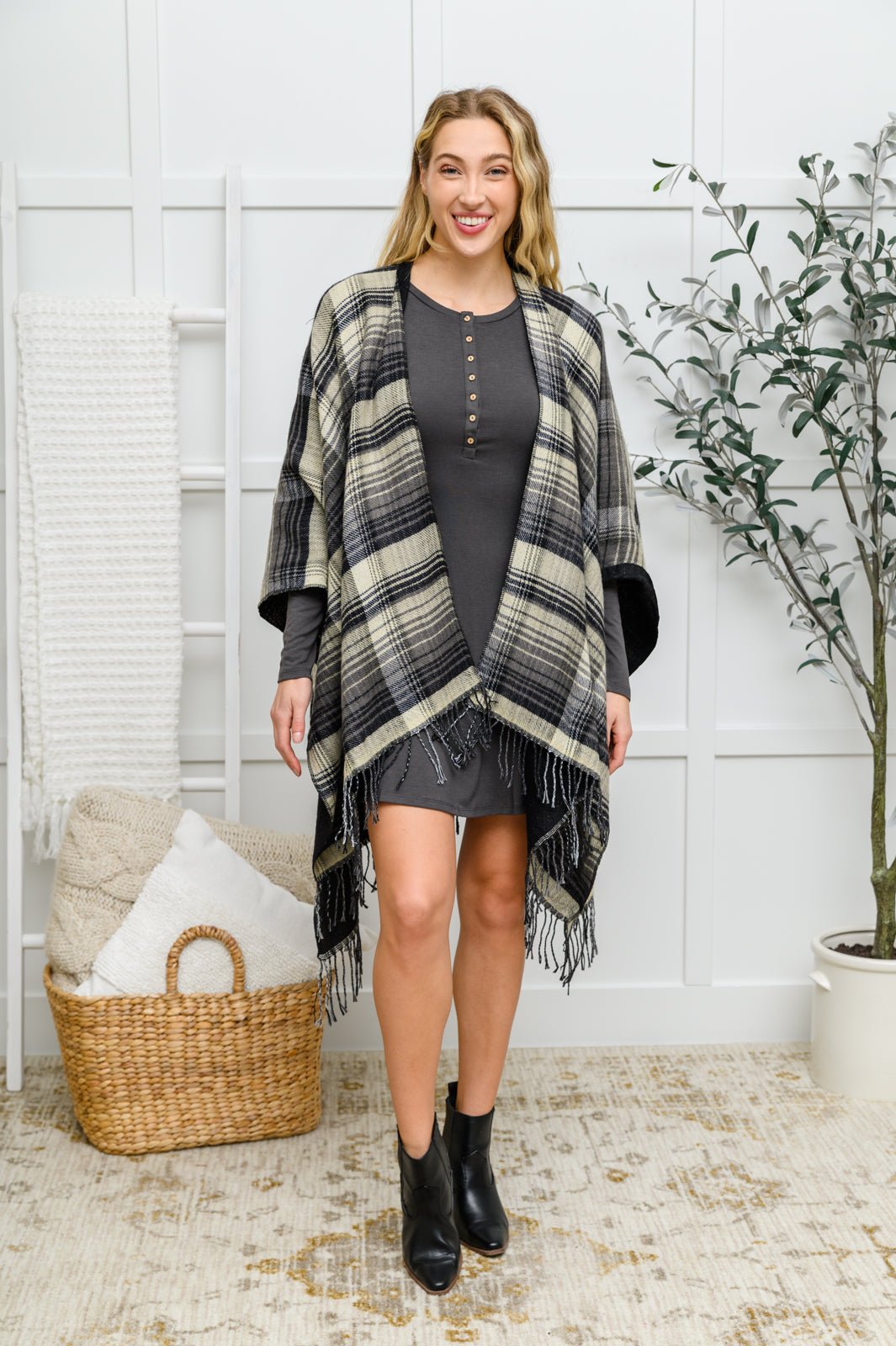 Long Sleeve Button Down Dress In Ash Gray - Driftwood Boutique