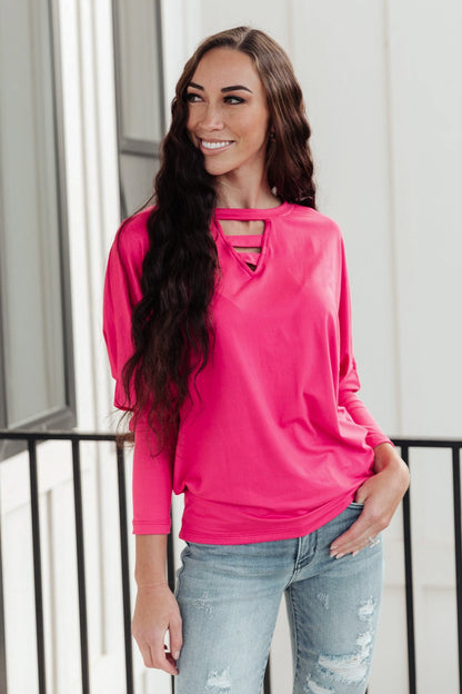 Lovely Ladder V Neck Top in Pink - Driftwood Boutique