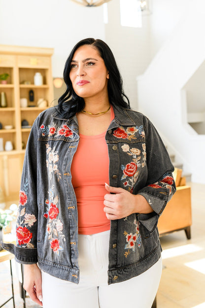 Lovely Visions Flower Embroidered Jacket - Driftwood Boutique
