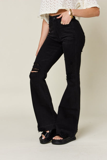 Madelyn High Rise Distressed Flare Jeans - Driftwood Boutique