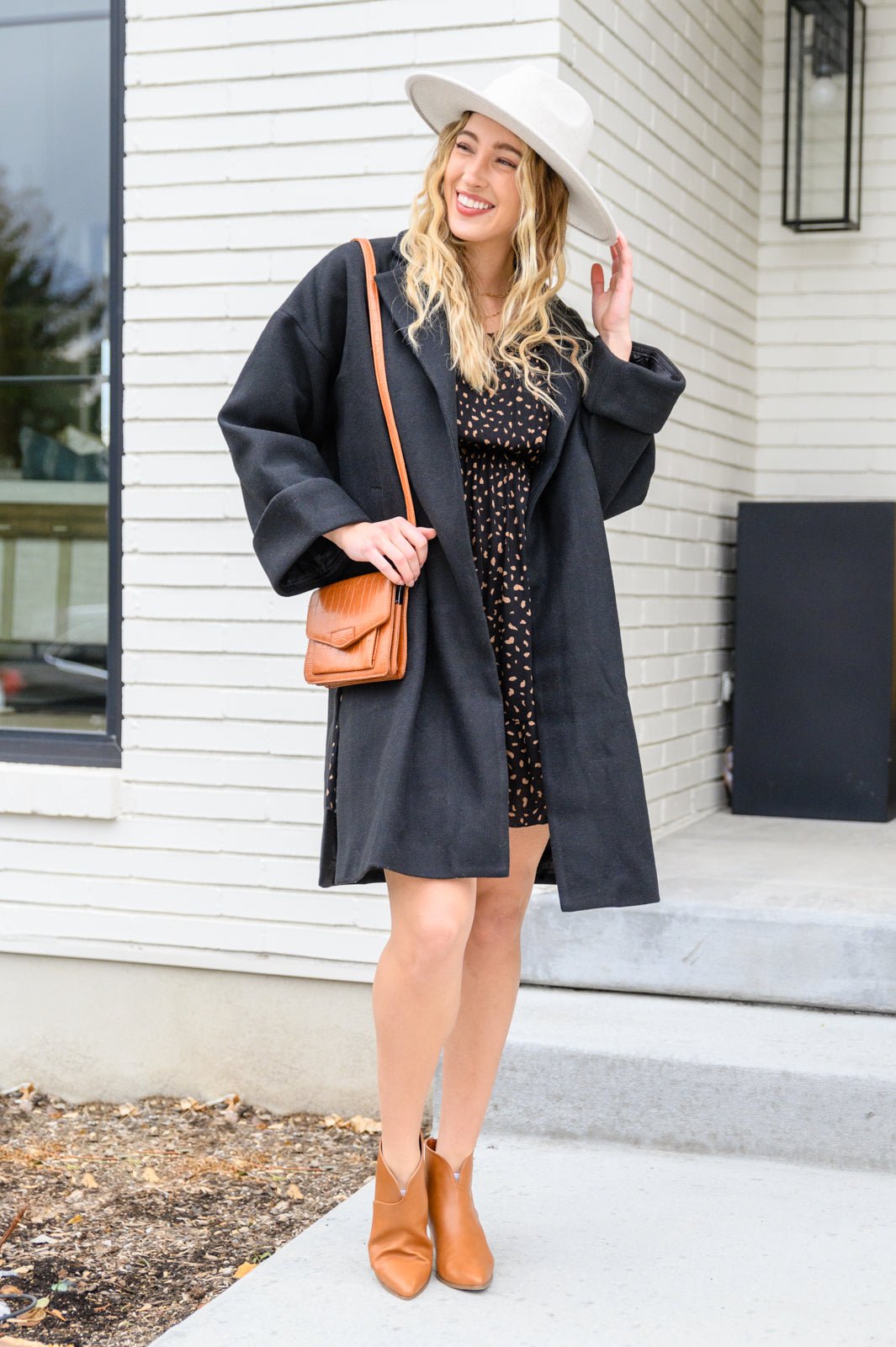 Make Your Happiness Long Sleeve Dress in Black - Driftwood Boutique