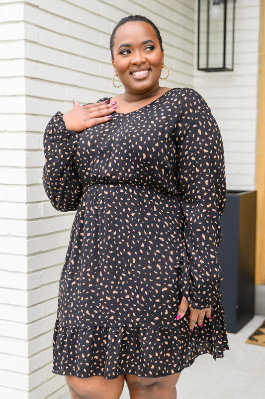 Make Your Happiness Long Sleeve Dress in Black - Driftwood Boutique