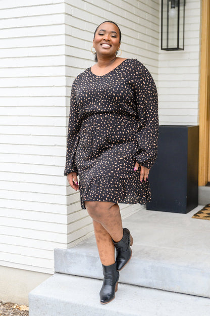 Make Your Happiness Long Sleeve Dress in Black - Driftwood Boutique