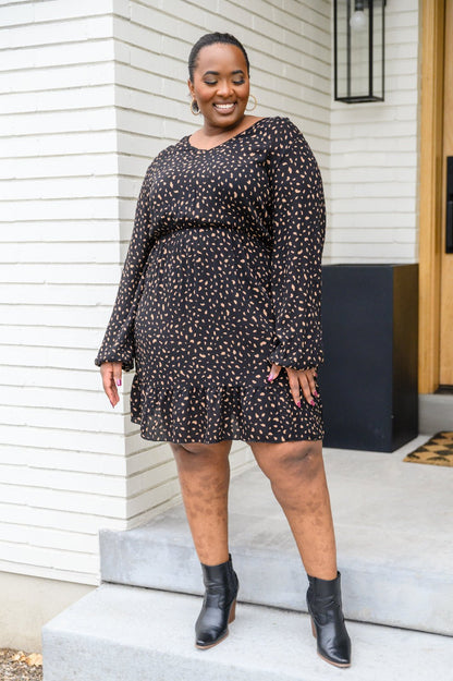 Make Your Happiness Long Sleeve Dress in Black - Driftwood Boutique