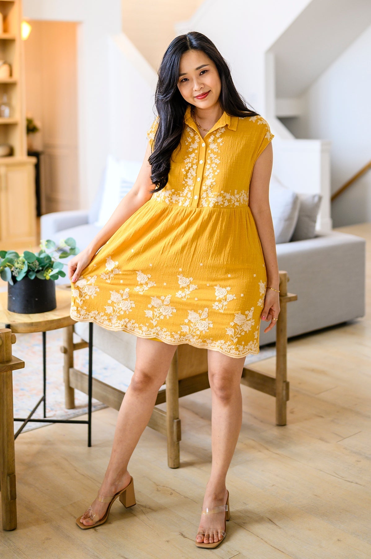 Marigold Embroidered Dress - Driftwood Boutique