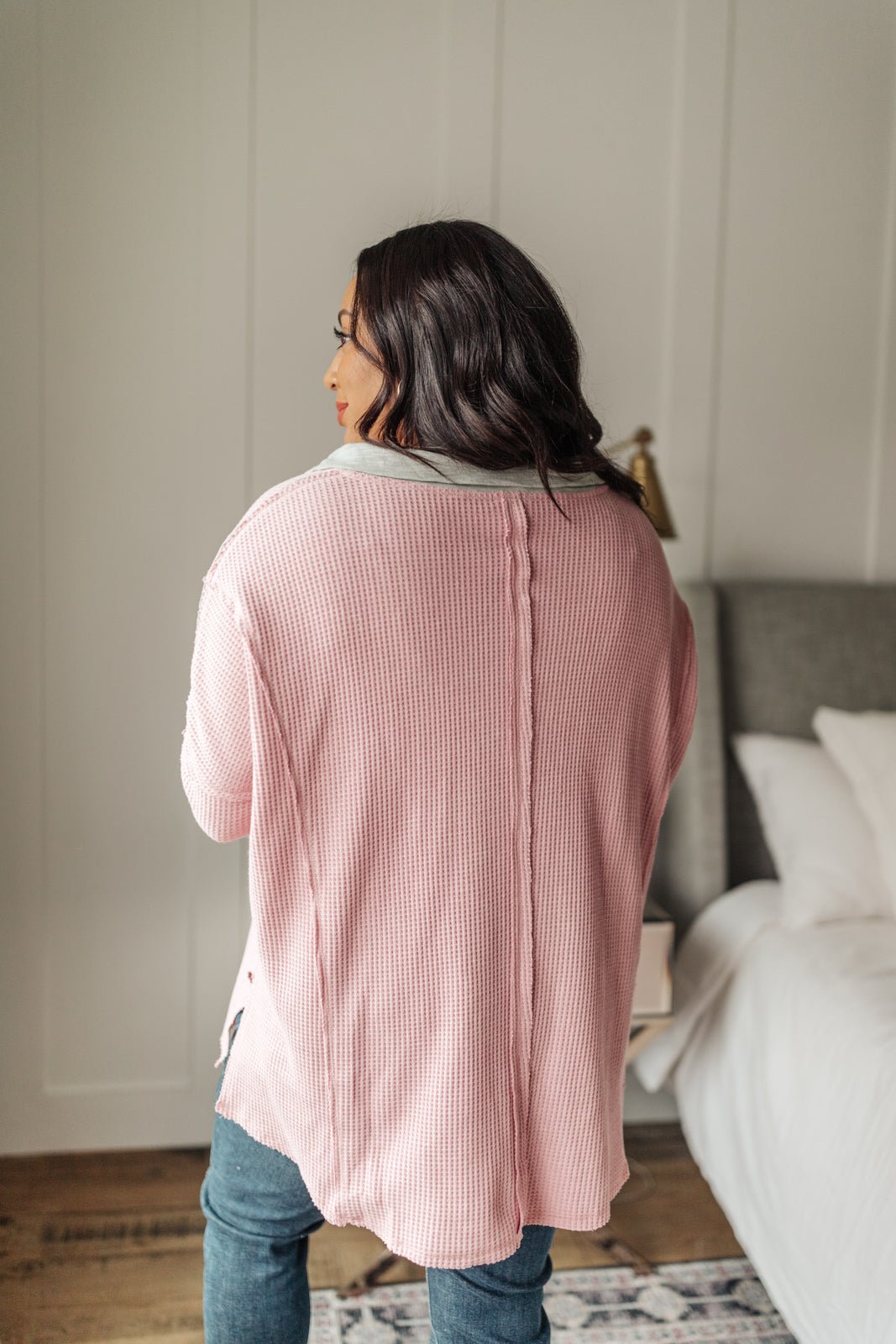 Mia Waffle Knit Long Sleeve In Pink - Driftwood Boutique