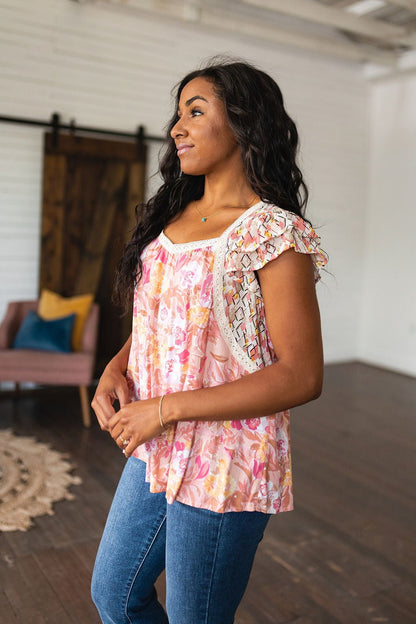 Not So Serious Floral Blouse in Pink - Driftwood Boutique