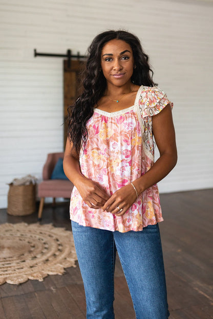 Not So Serious Floral Blouse in Pink - Driftwood Boutique