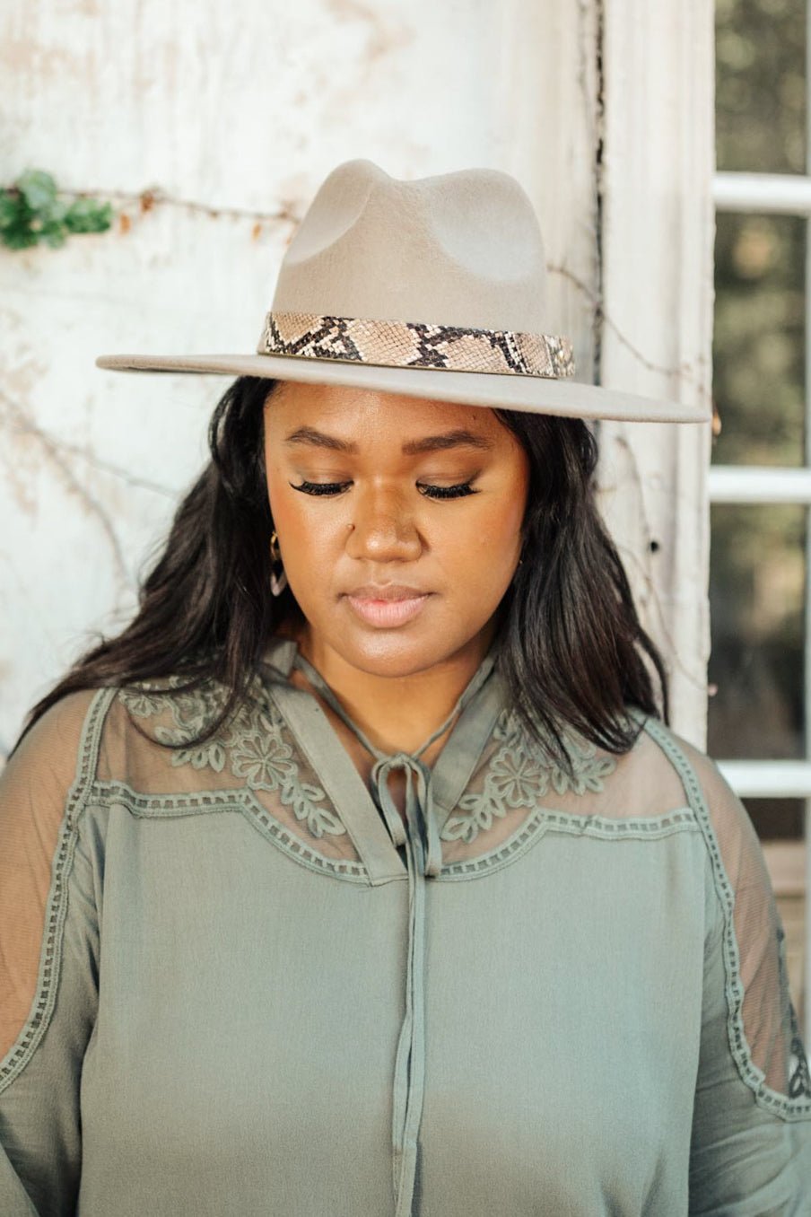 Panama Snakeskin Detail Hat - Driftwood Boutique