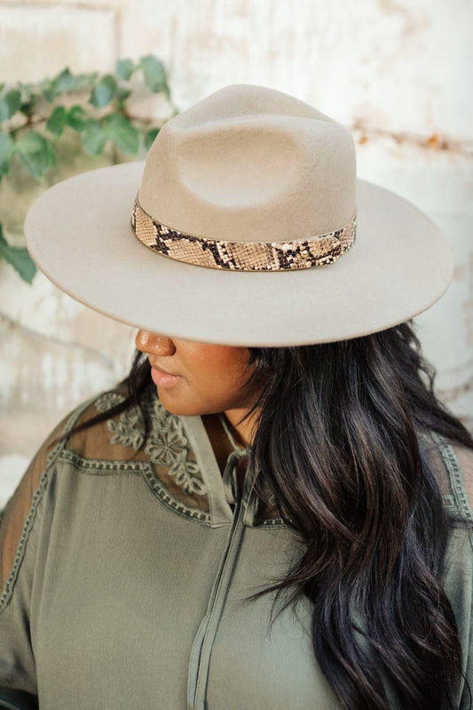 Panama Snakeskin Detail Hat - Driftwood Boutique