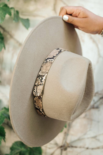 Panama Snakeskin Detail Hat - Driftwood Boutique