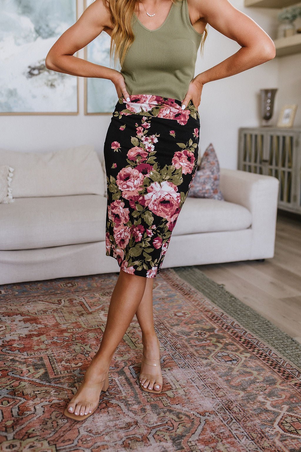 Perfectly Pristine Floral Pencil Skirt - Driftwood Boutique