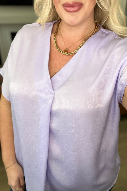 Pleat Front V - Neck Top in Lavender - Driftwood Boutique