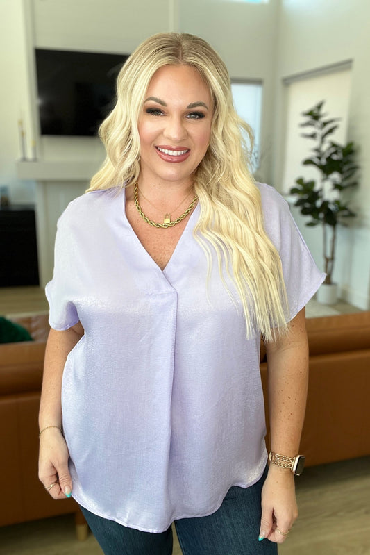 Pleat Front V - Neck Top in Lavender - Driftwood Boutique