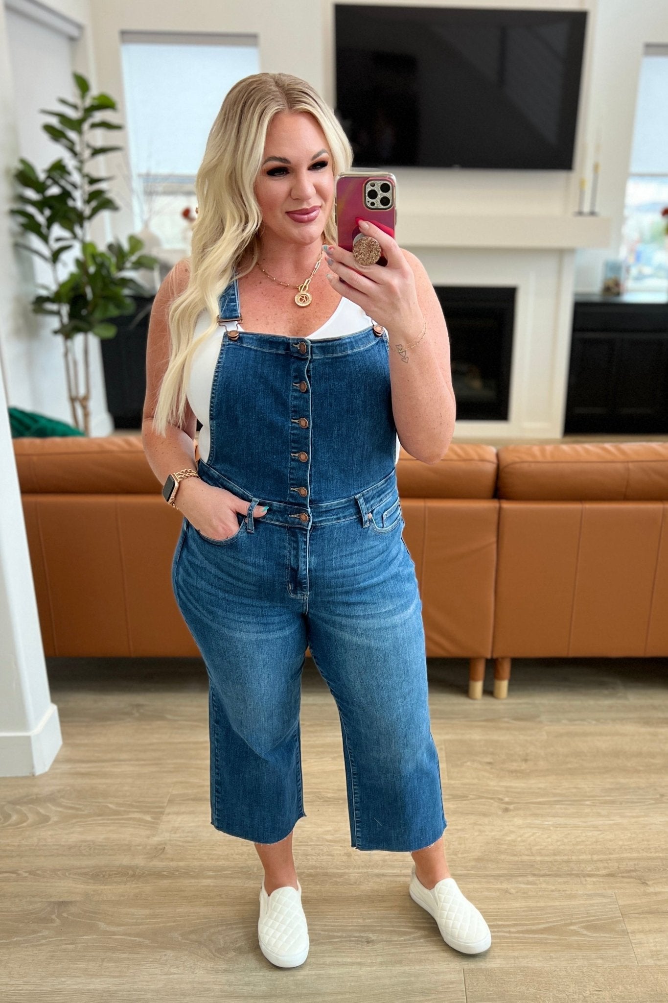 Priscilla High Rise Crop Wide Leg Denim Overalls - Driftwood Boutique