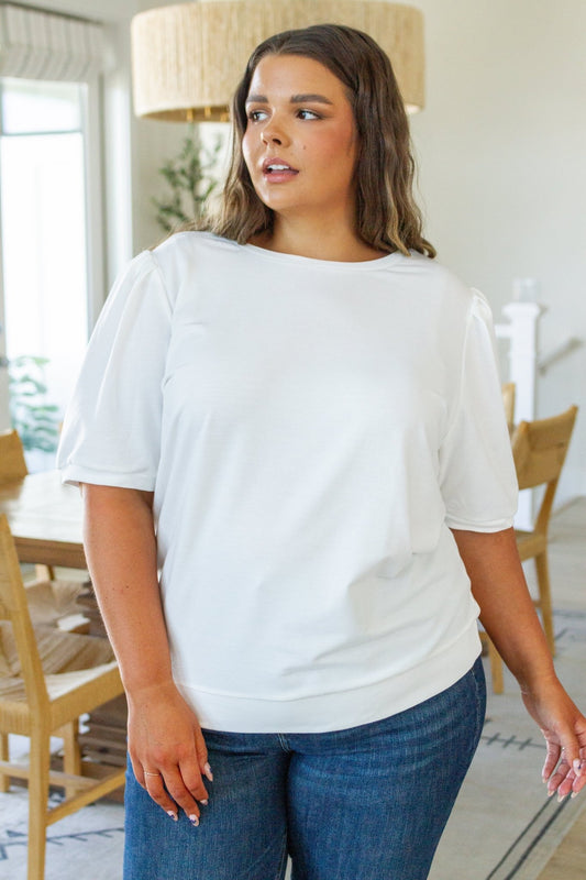 Pristine Puff Sleeve Top in White - Driftwood Boutique