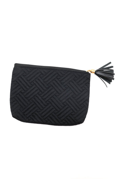 Quilted Travel Zip Pouch in Black - Driftwood Boutique