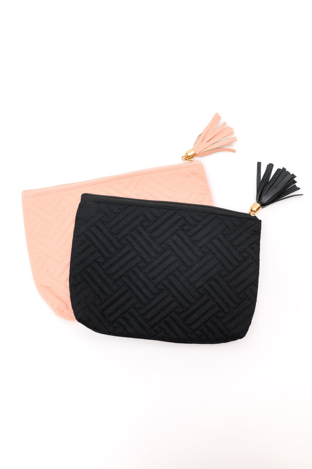 Quilted Travel Zip Pouch in Black - Driftwood Boutique