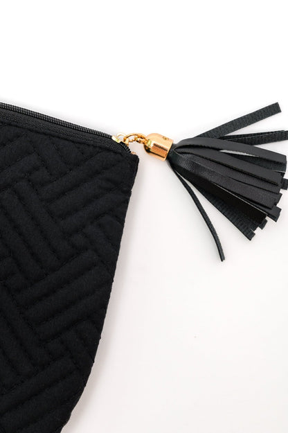 Quilted Travel Zip Pouch in Black - Driftwood Boutique