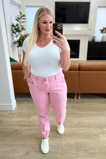Regina High Rise Garment Dyed Denim Jogger - Driftwood Boutique