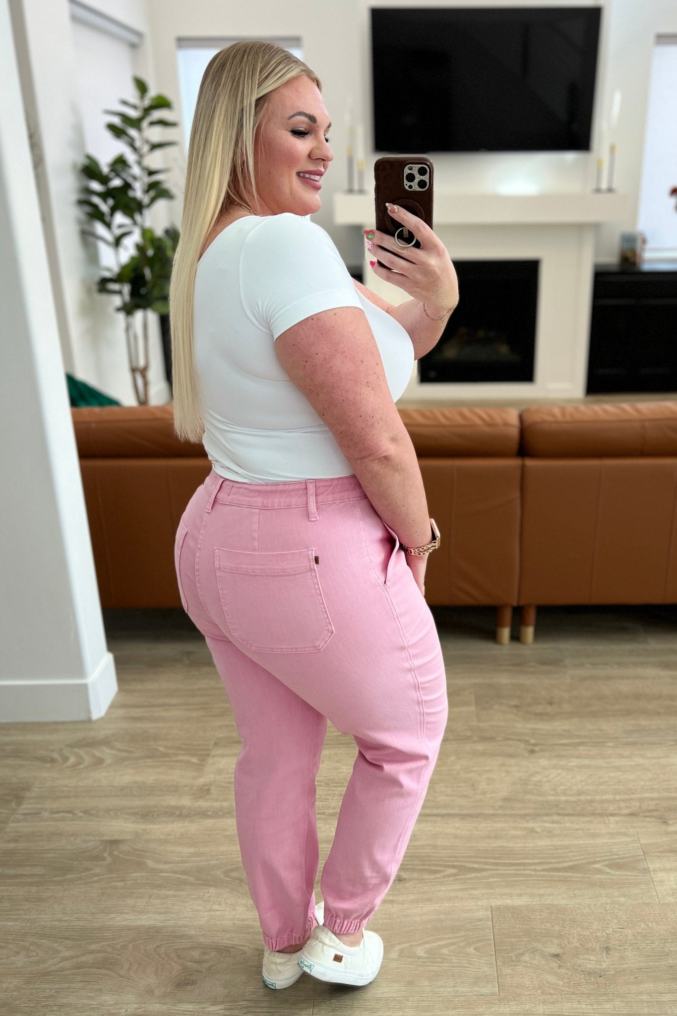 Regina High Rise Garment Dyed Denim Jogger - Driftwood Boutique