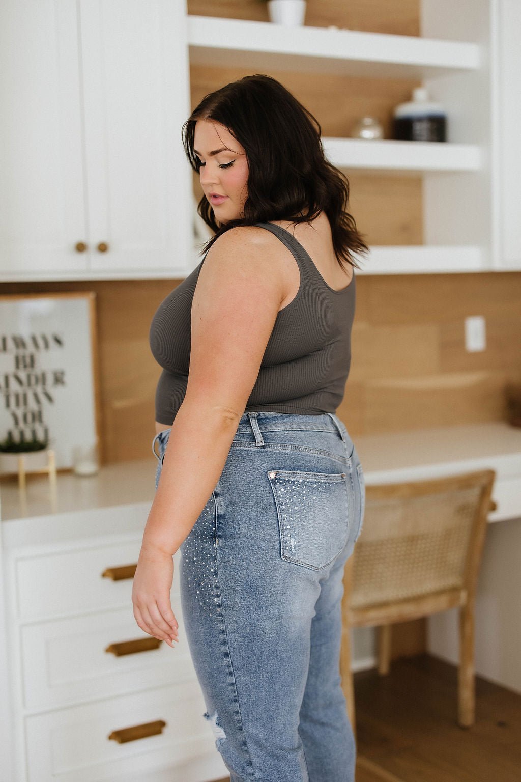 Relevant Ribbed Seamless Reversible Tank in Charcoal - Driftwood Boutique