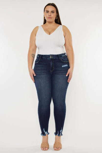 Shiloh High Rise Double Button Distressed Skinny Jeans - Driftwood Boutique