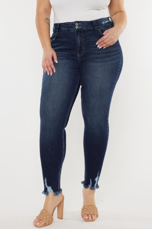 Shiloh High Rise Double Button Distressed Skinny Jeans - Driftwood Boutique